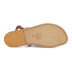 Tan flat sandals in real leather Handmade in Italy