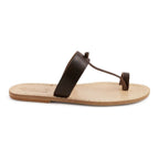 Sandals tong cuir homme marron fait à la main en Italie
