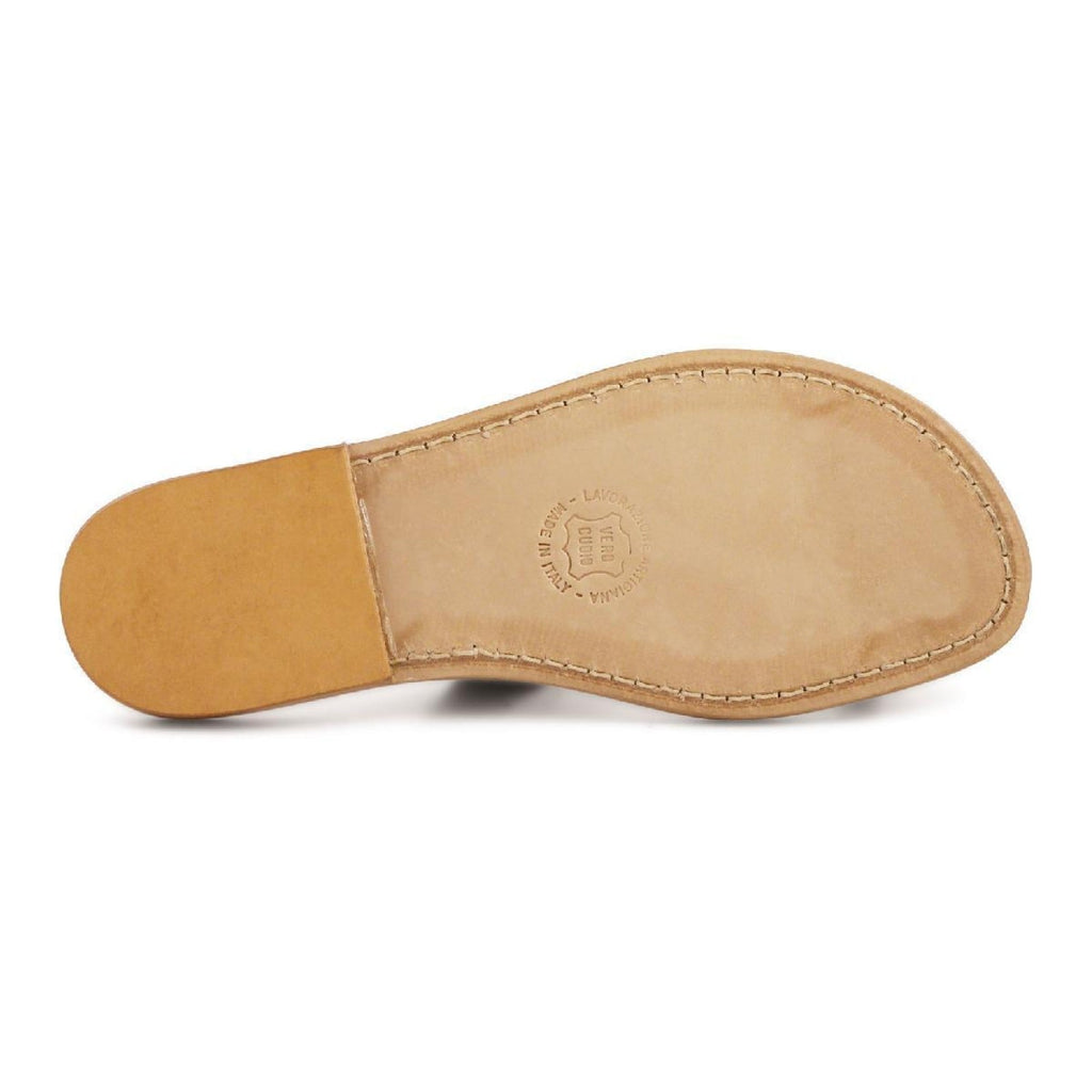 Sandals tong cuir homme marron fait à la main en Italie