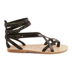 Damen-Sandalen im Gladiator-Stil aus schwarzem Leder