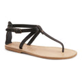 Sandalo infradito in pelle nero artigianali da donna