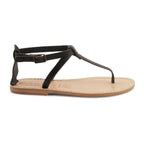 Handmade t-strap leather flat sandals for women