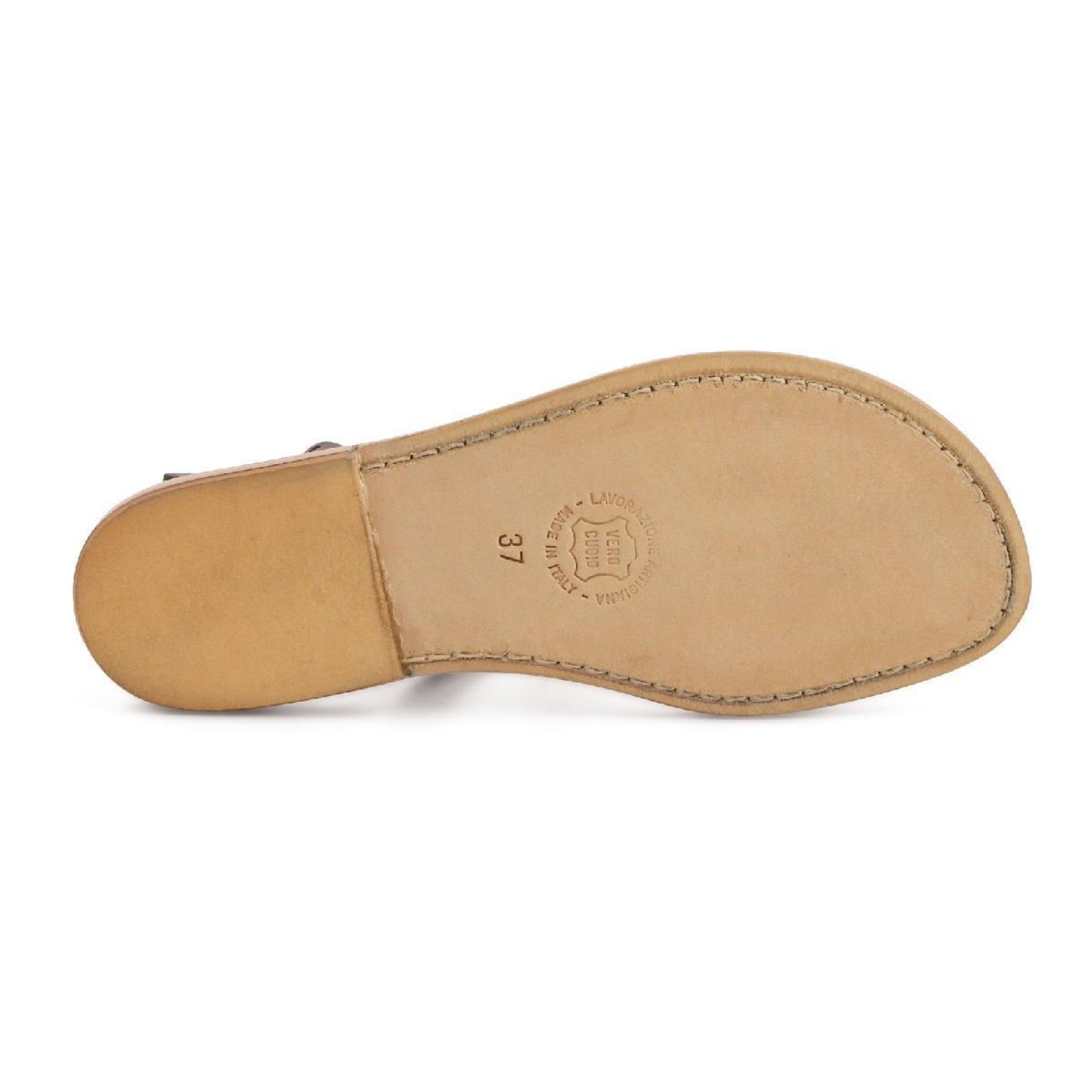Hand gefertigte Damen-Sandalen mit T-Steg aus schwarzem Leder