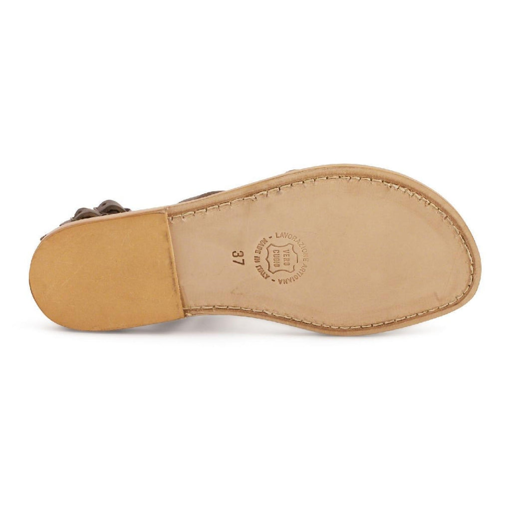 Damen-Sandalen im Gladiator-Stil aus braunem Leder