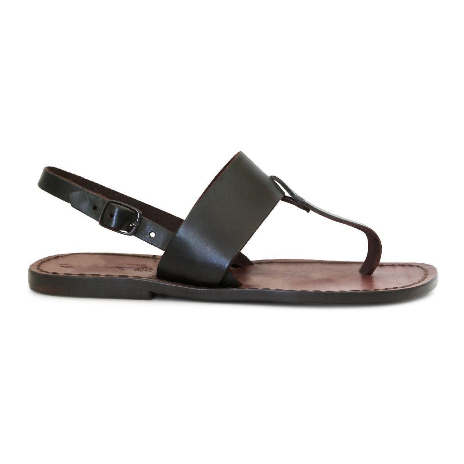 Thong sandals for women handmade in brown leather
