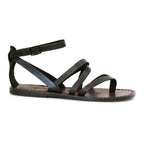 Italian strappy sandals women handmade in brown leather