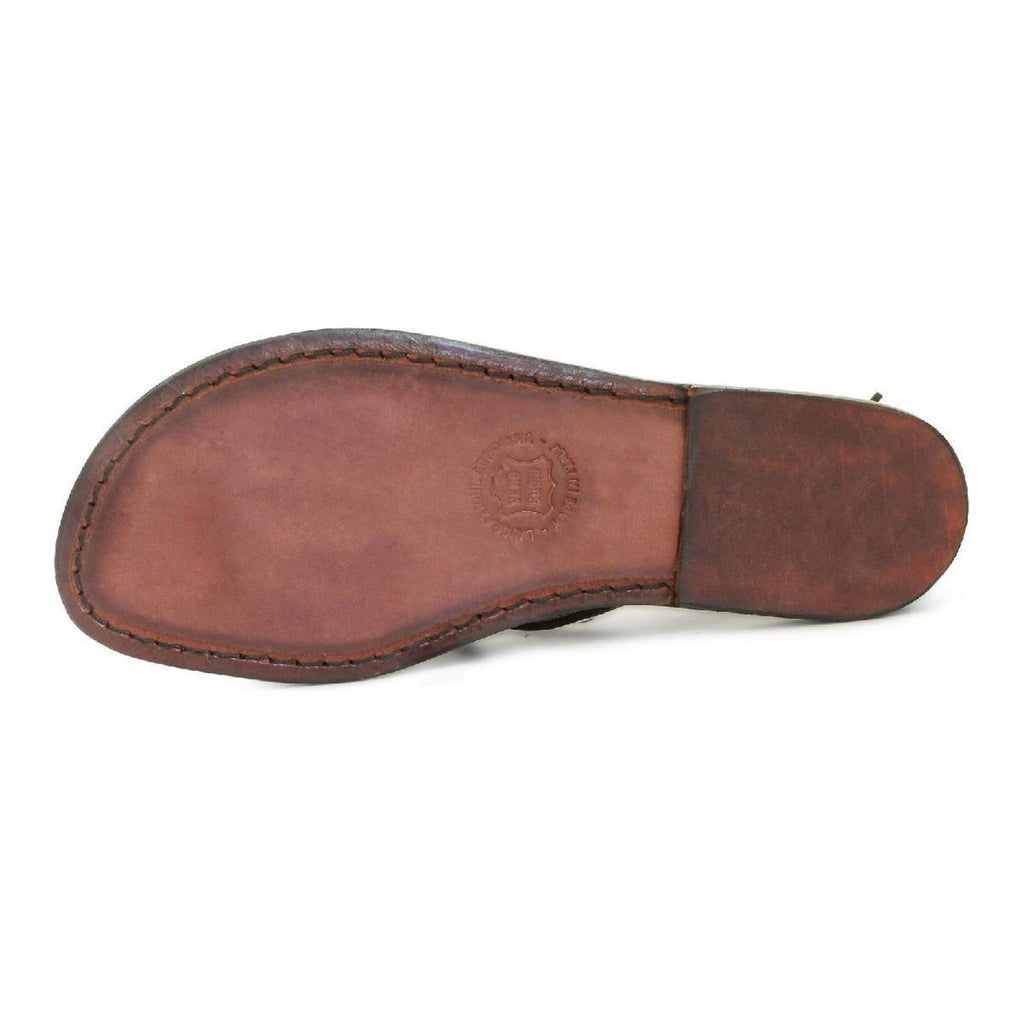 Italian strappy sandals women handmade in brown leather