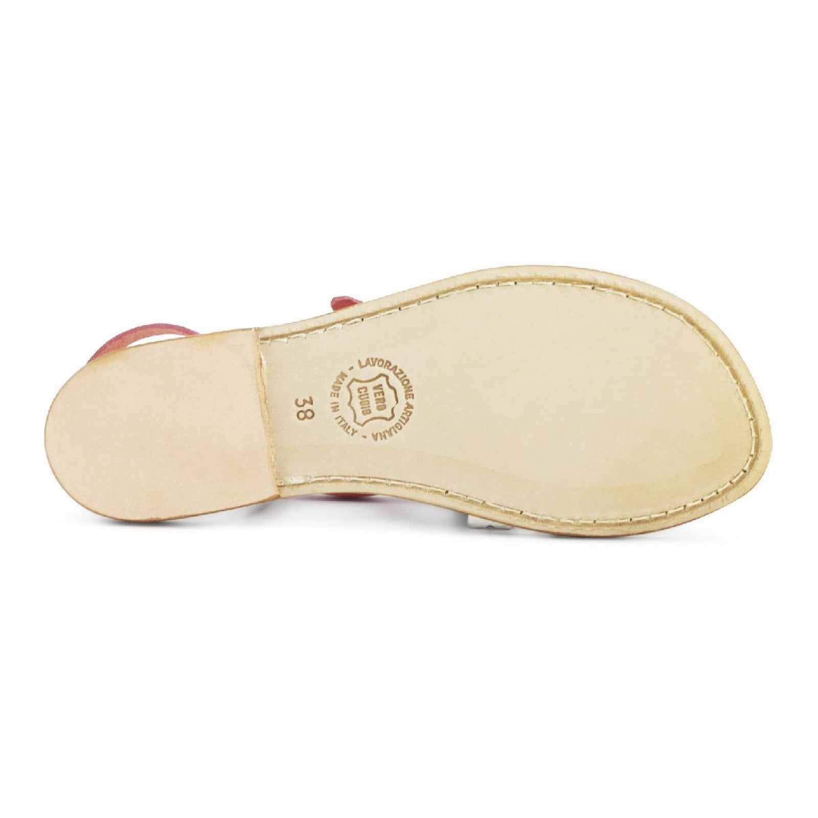 Leather thong sandals for women two-coloured pink and leather