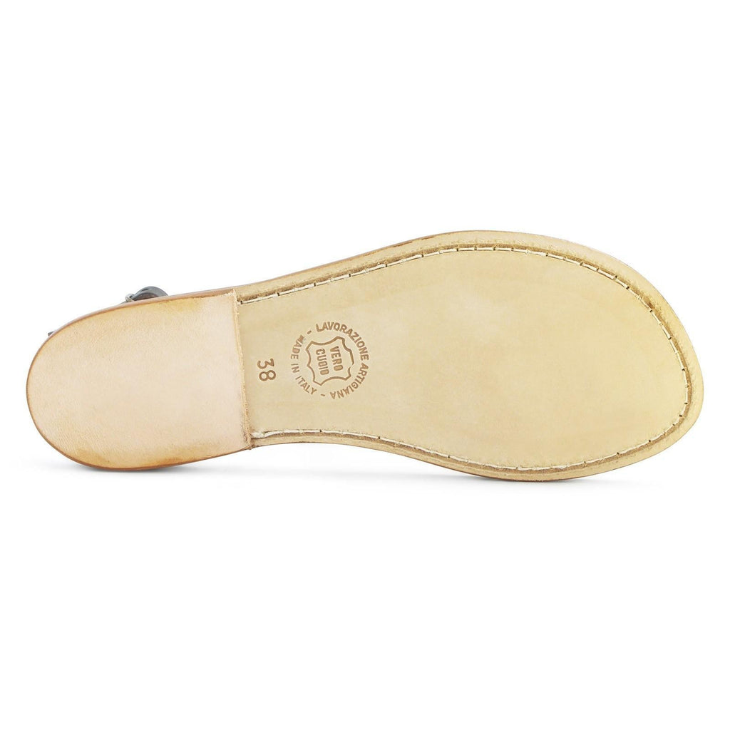 Sandali infradito donna in pelle bicolore merrone e oro
