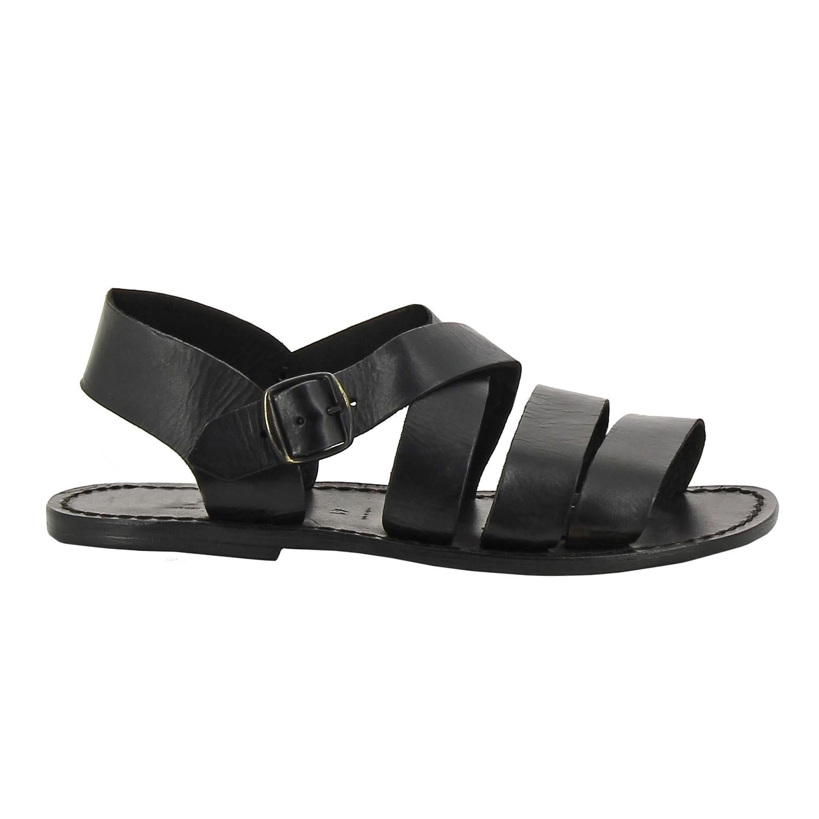 Sandali in cuoio da uomo fatti a mano in pelle nero