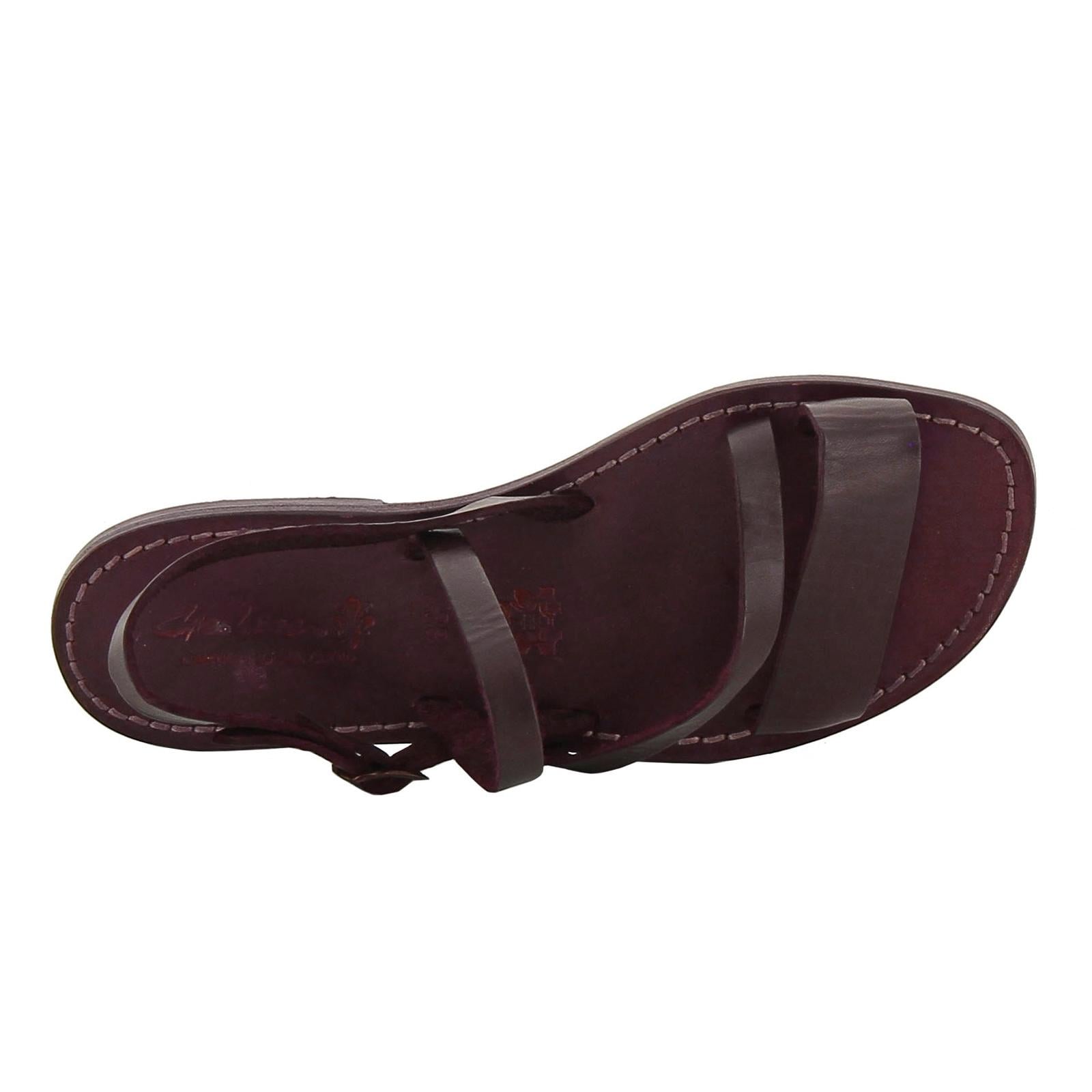 Sandali donna in pelle color prugna fatti a mano