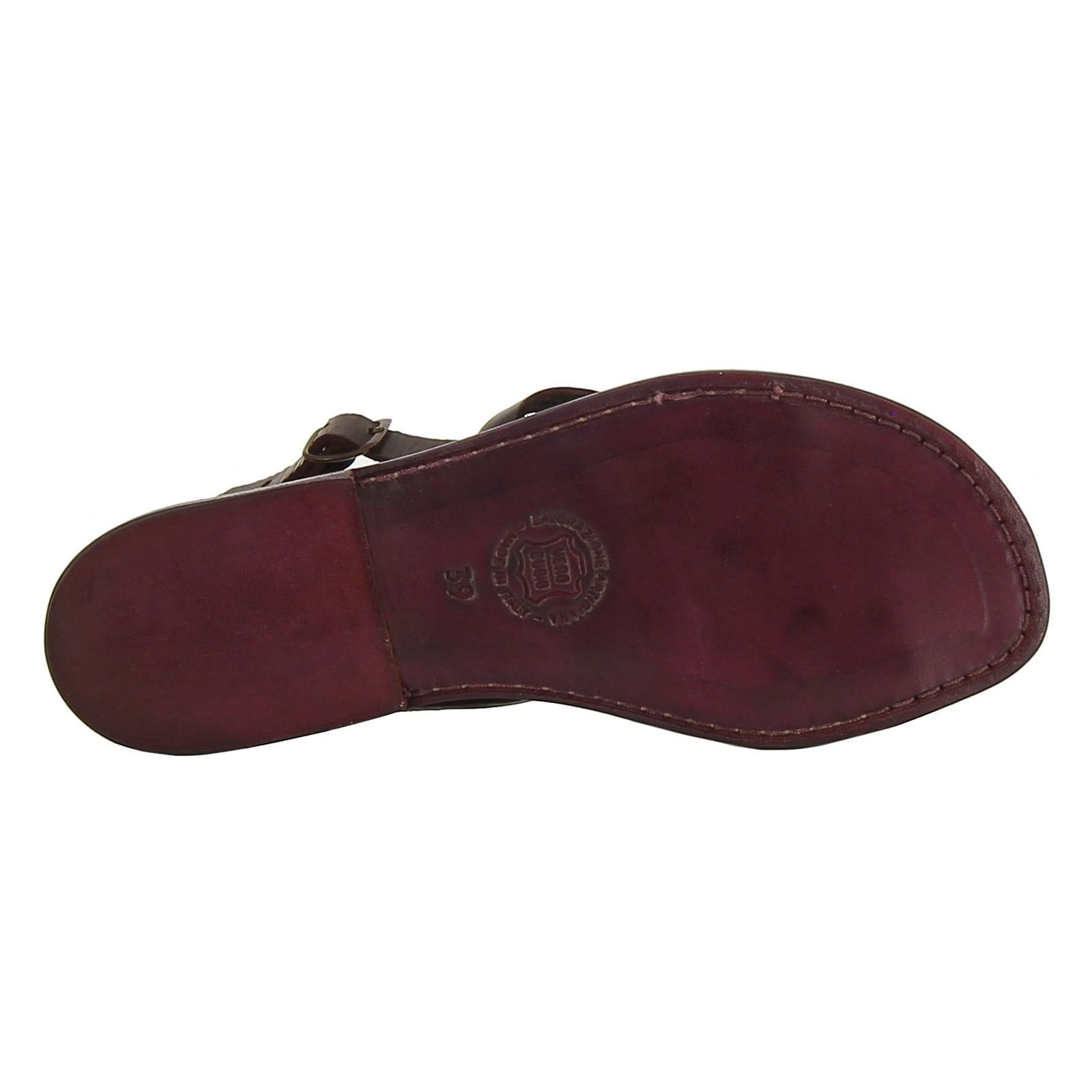 Sandali donna in pelle color prugna fatti a mano