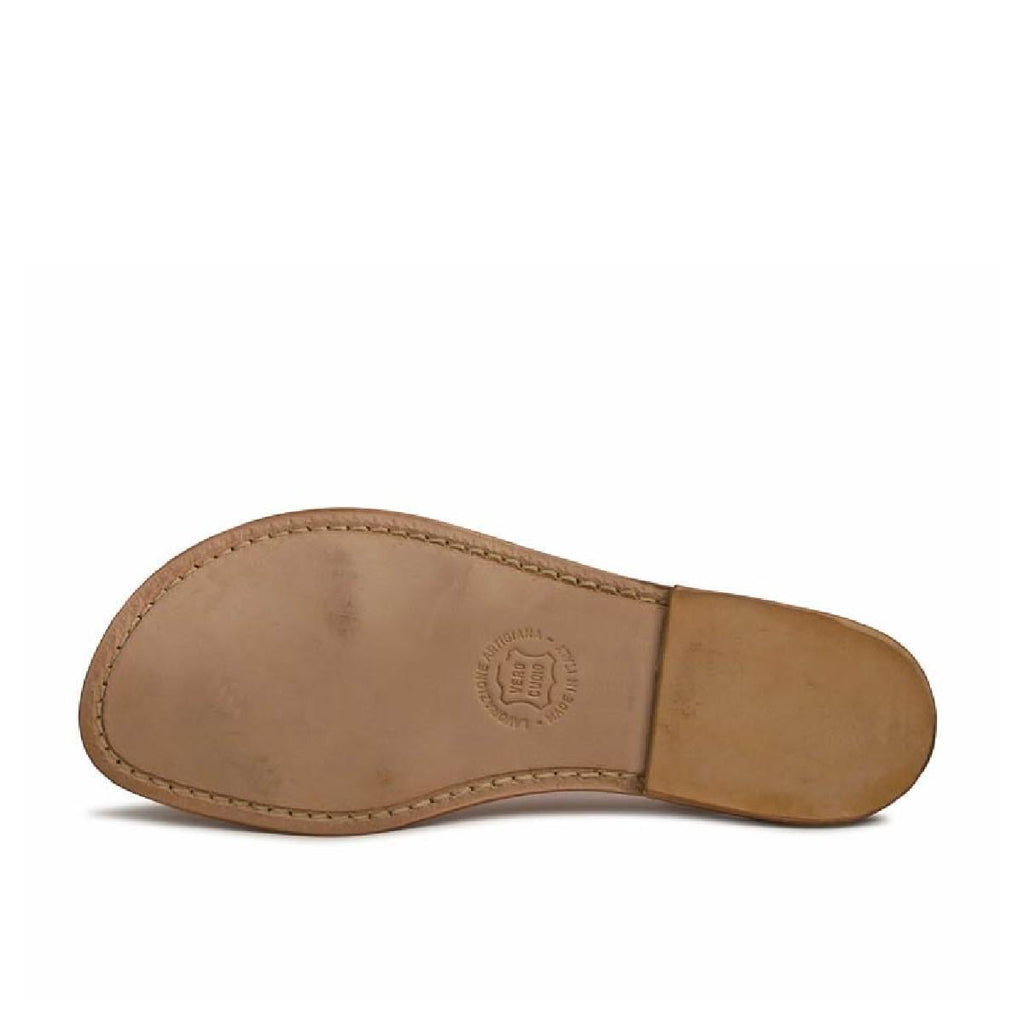 Hand gefertigte Damen-Riemchen-Sandalen im Gladiator-Stil mit Bronzelaminierung und Ledersohle