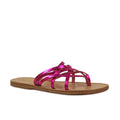 Ciabatte infradito donna in pelle laminata fucsia