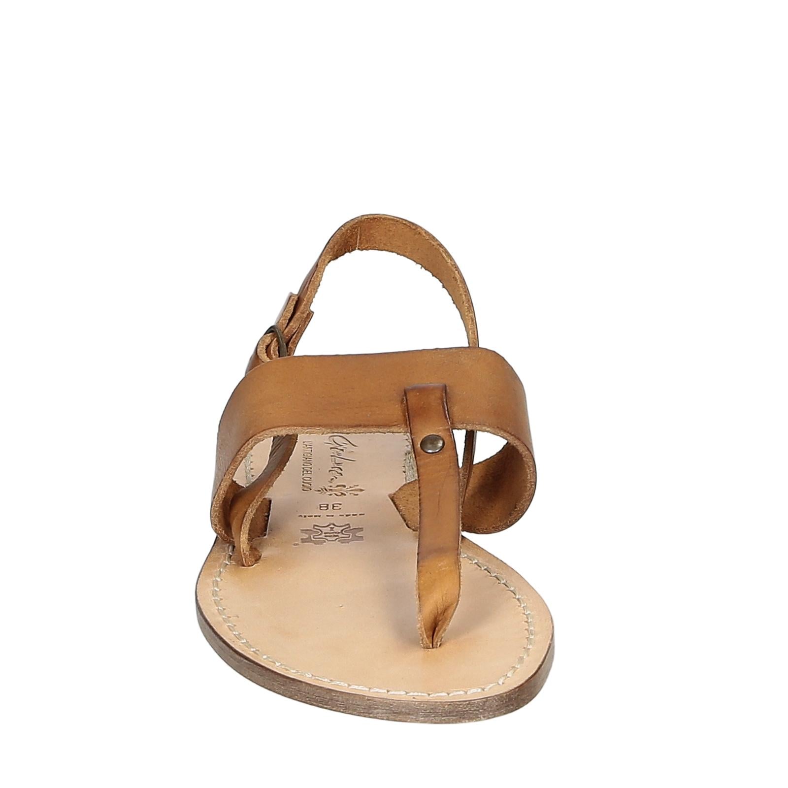 Sandali infradito donna in pelle marrone