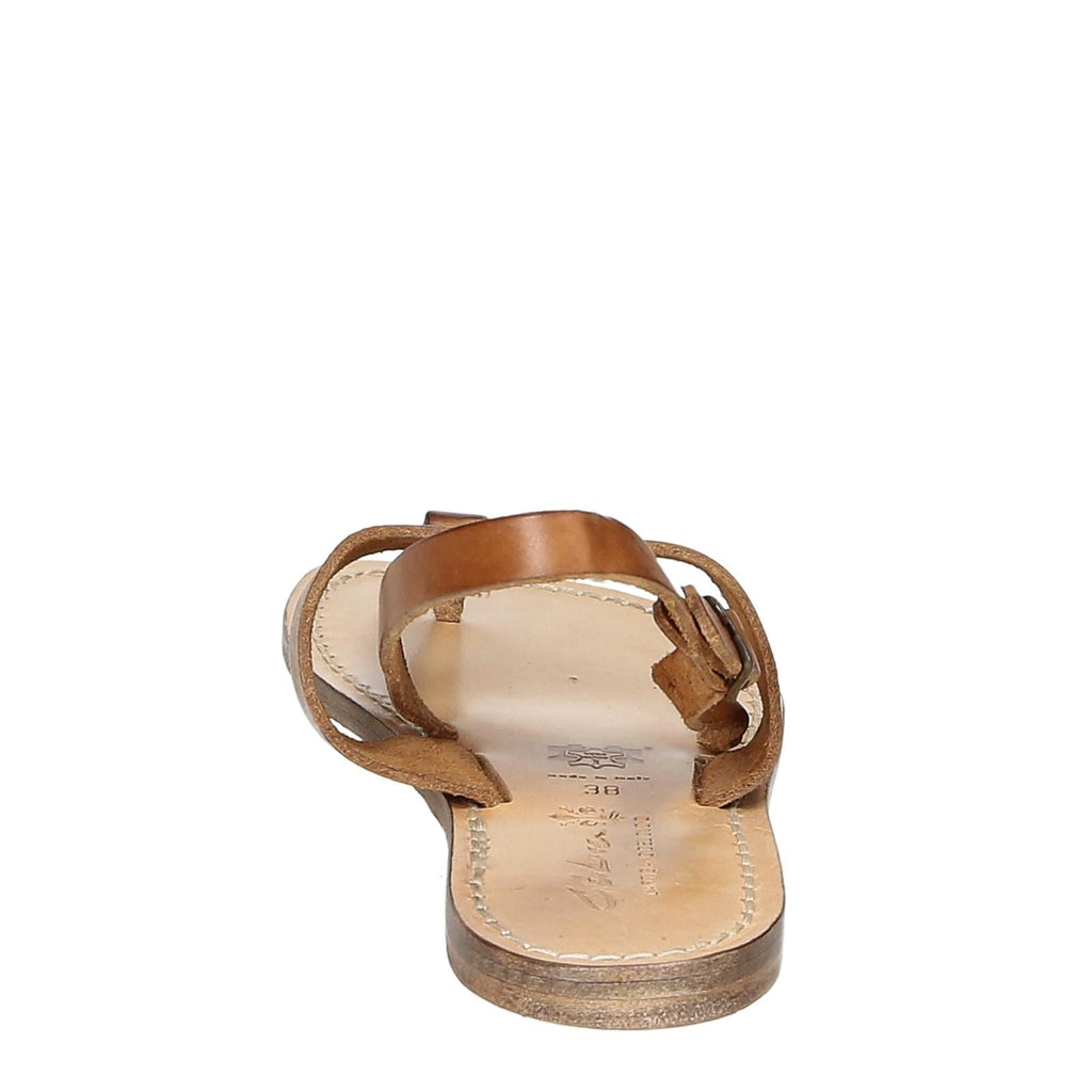 Sandali infradito donna in pelle marrone