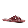 Infradito donna fatti a mano in pelle intrecciata rosso con suola in cuoio