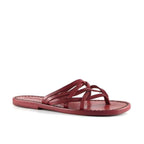 Infradito donna fatti a mano in pelle intrecciata rosso con suola in cuoio