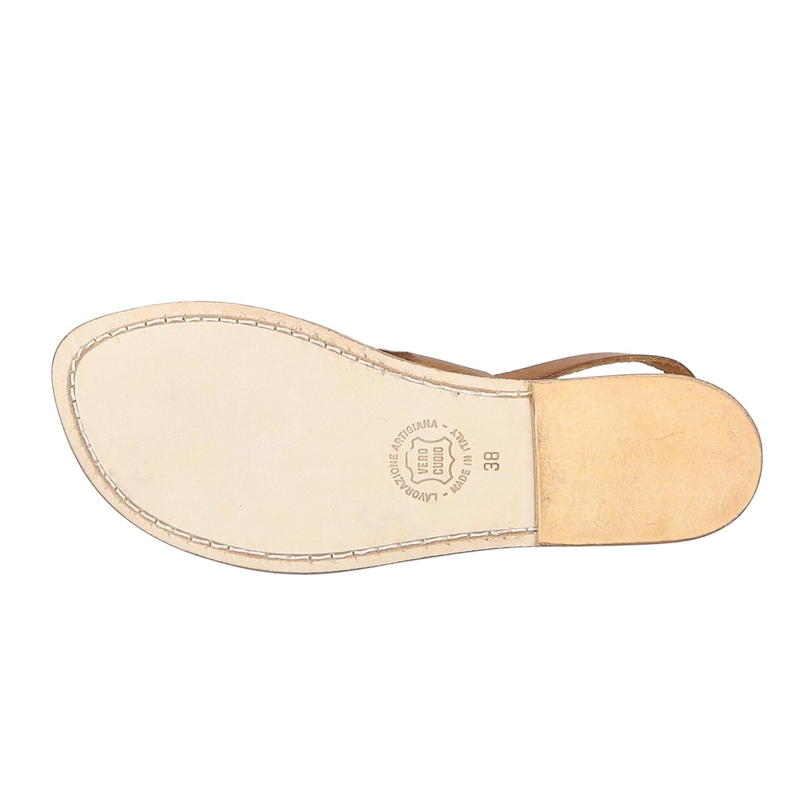 Sandali infradito donna in pelle marrone