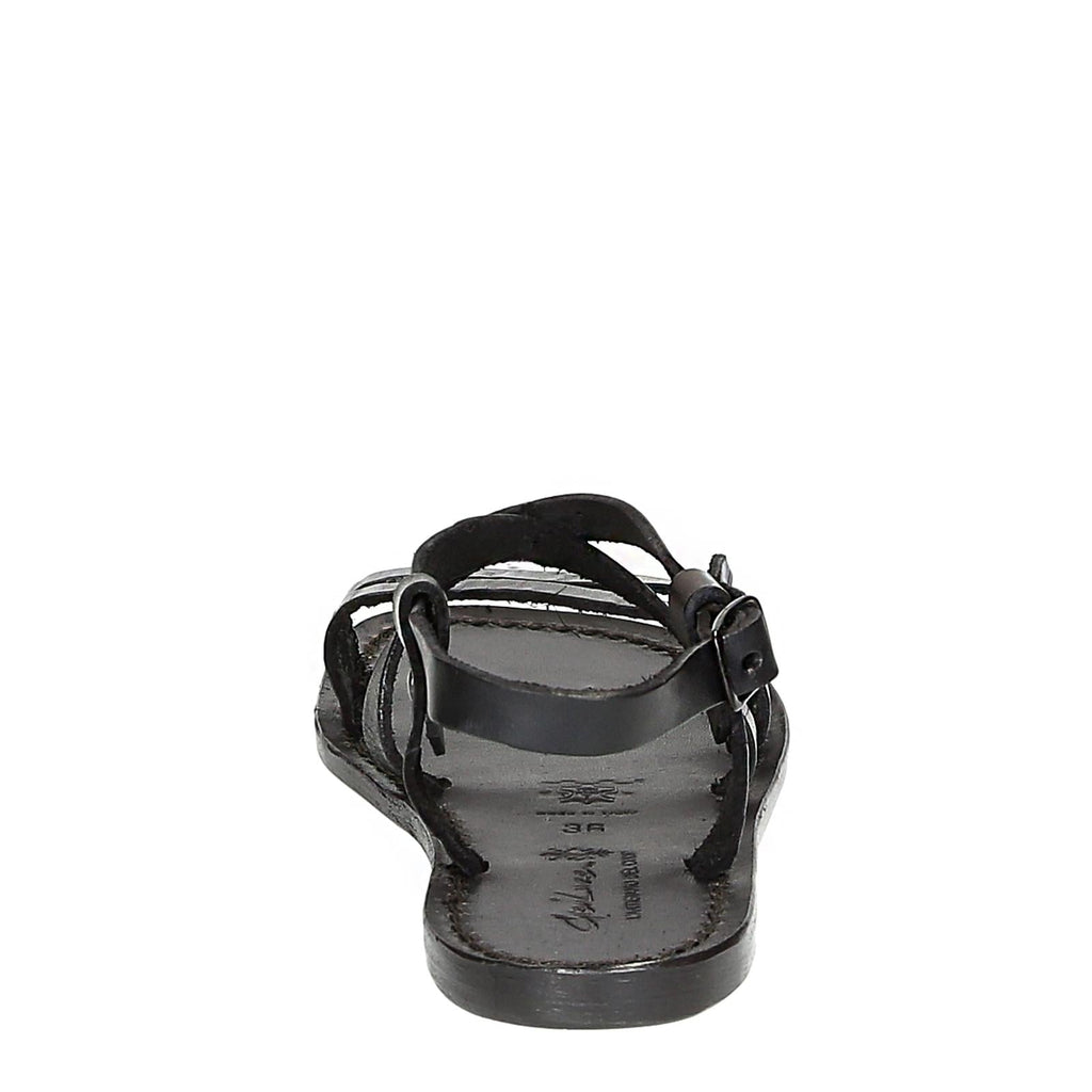 Sandali donna in cuoio nero artigianali