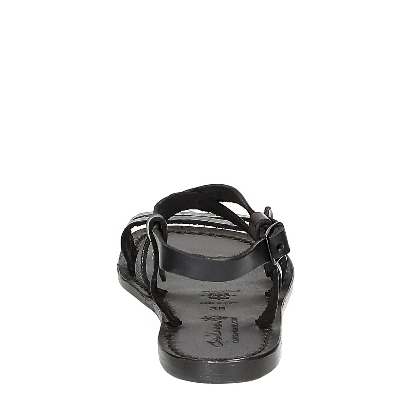 Sandali donna in cuoio nero artigianali