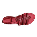 Sandali gladiatore donna in pelle rosso fatti a mano in Italia
