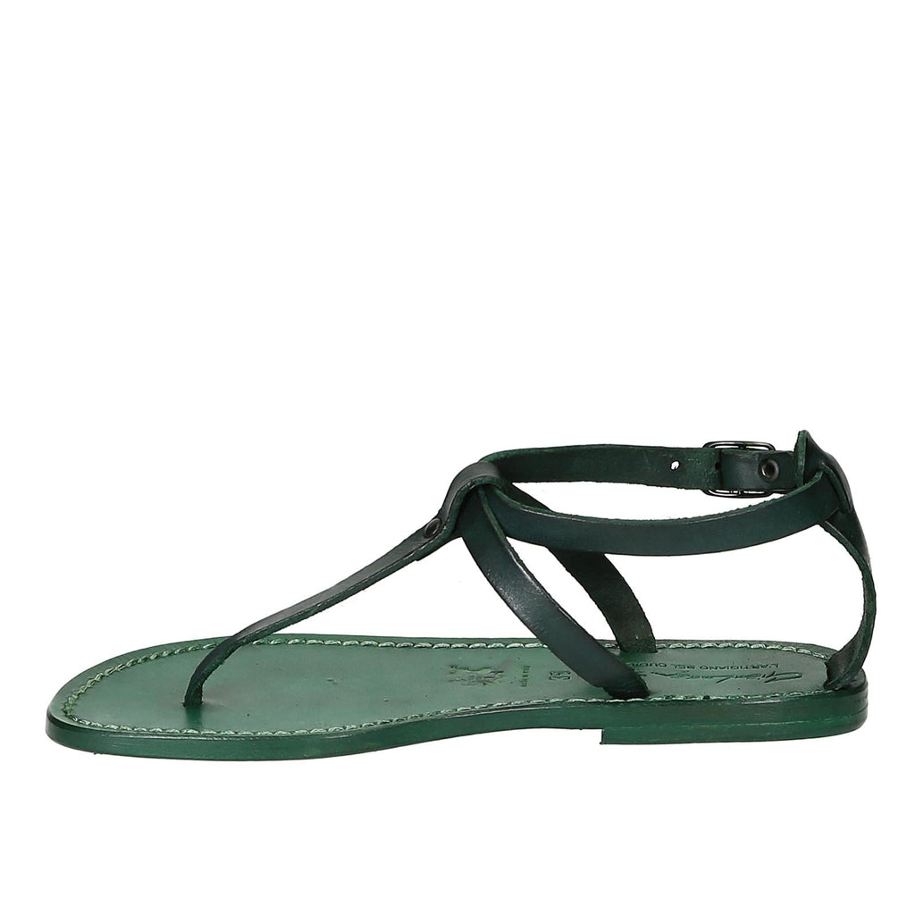 Sandali infradito donna fatti a mano in pelle verde