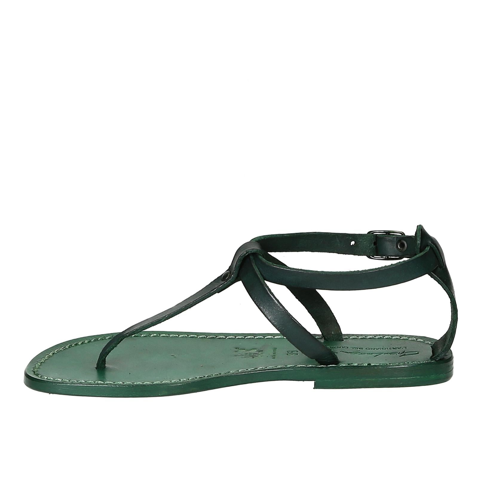 Sandali infradito donna fatti a mano in pelle verde