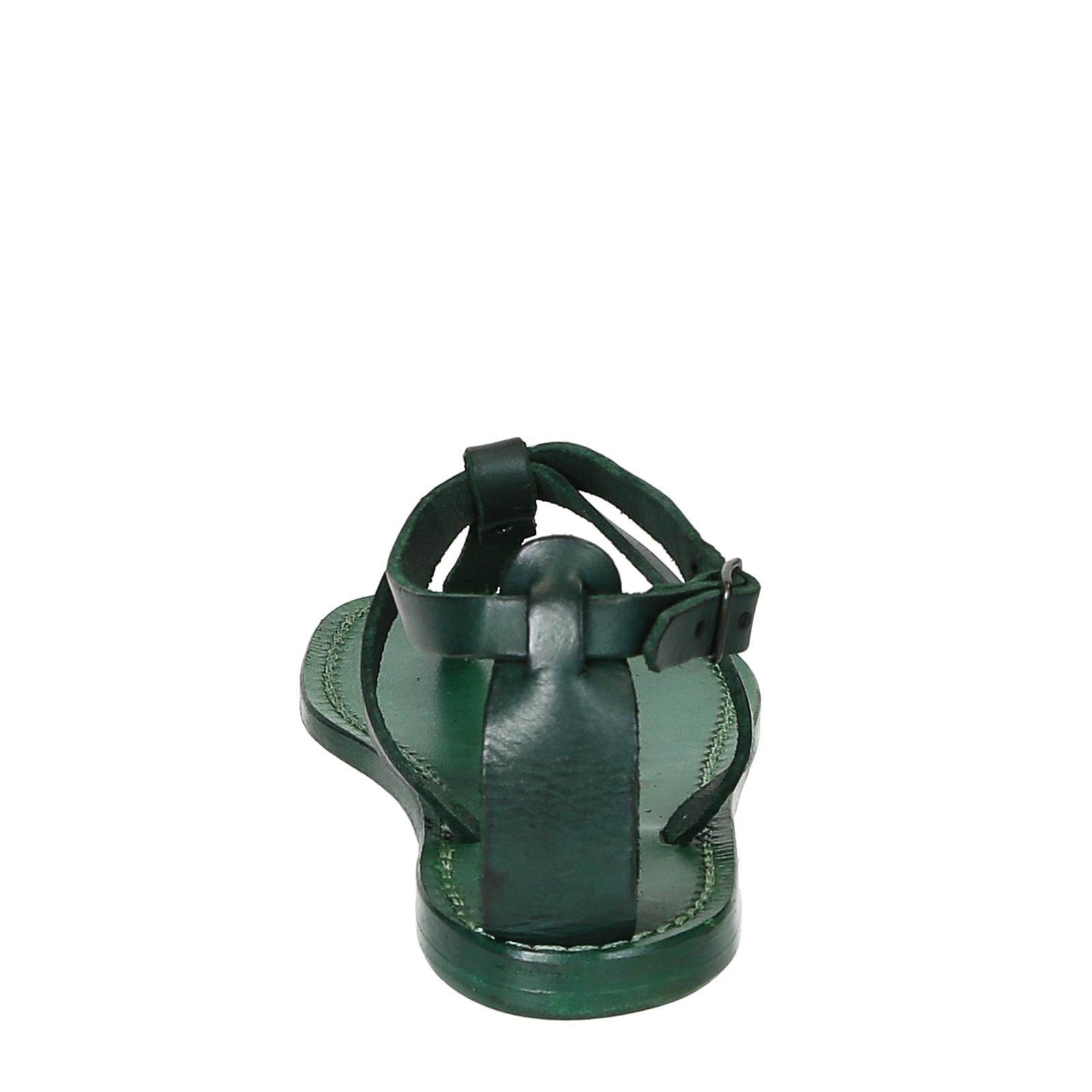 Sandali infradito donna fatti a mano in pelle verde