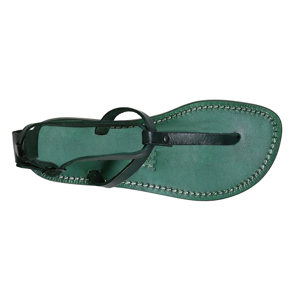 Sandali infradito donna fatti a mano in pelle verde
