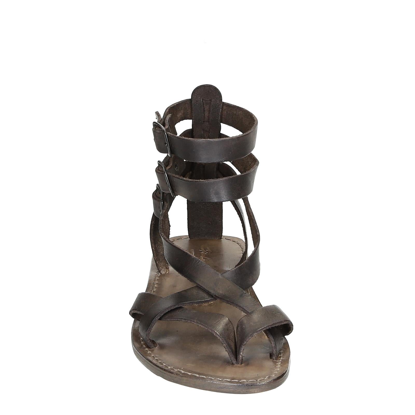 Sandalo gladiatore uomo in pelle color fango