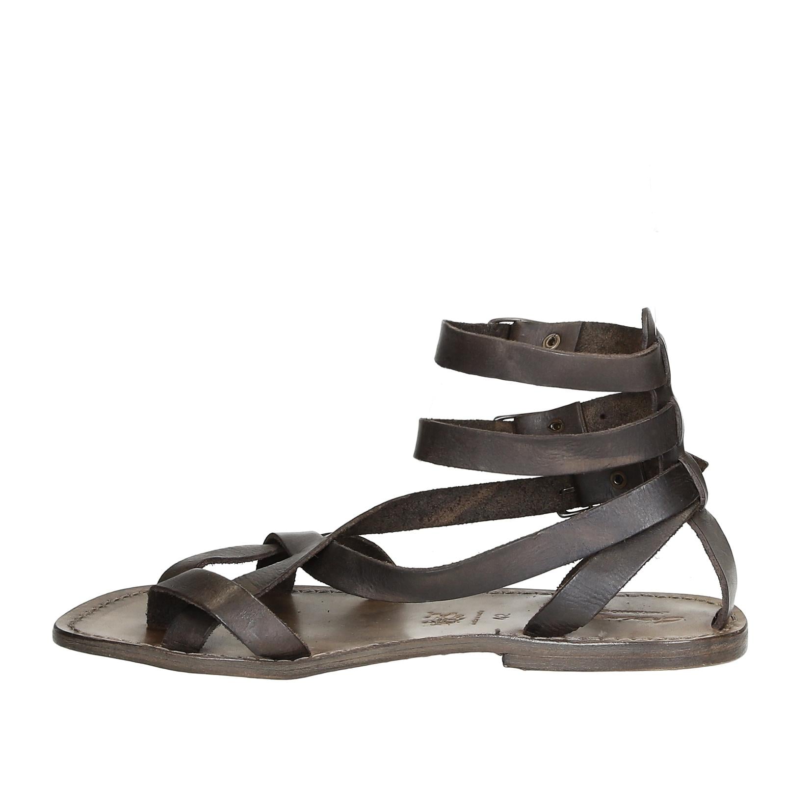 Sandalo gladiatore uomo in pelle color fango