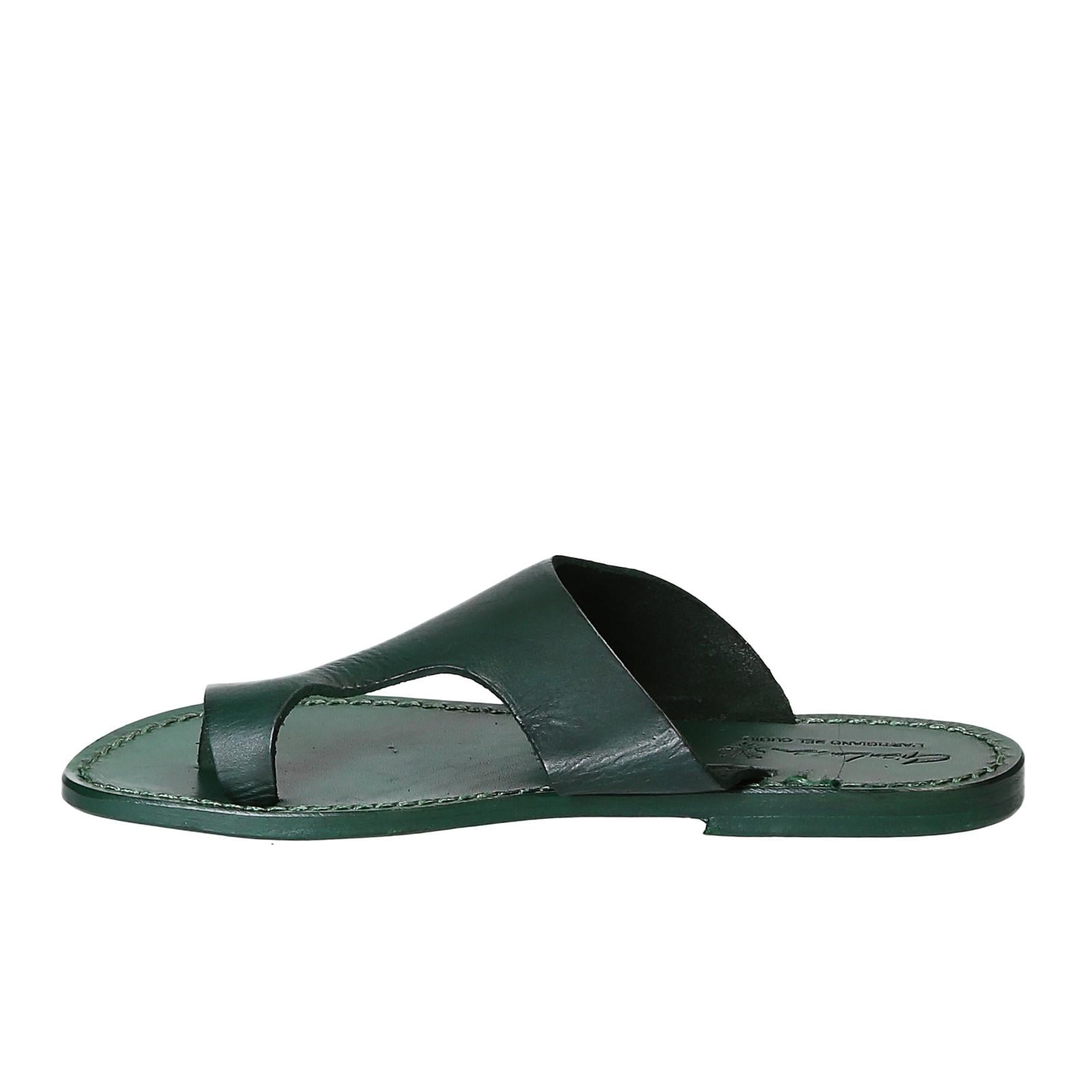 Ciabatte infradito donna in pelle verde artigianali