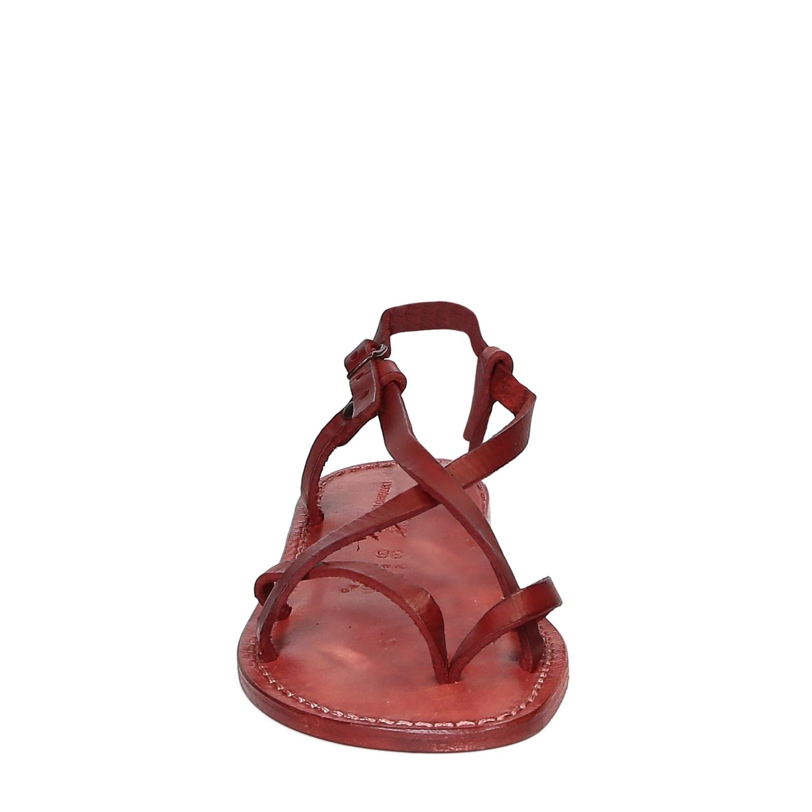Sandali cuoio artigianali donna in pelle rosso