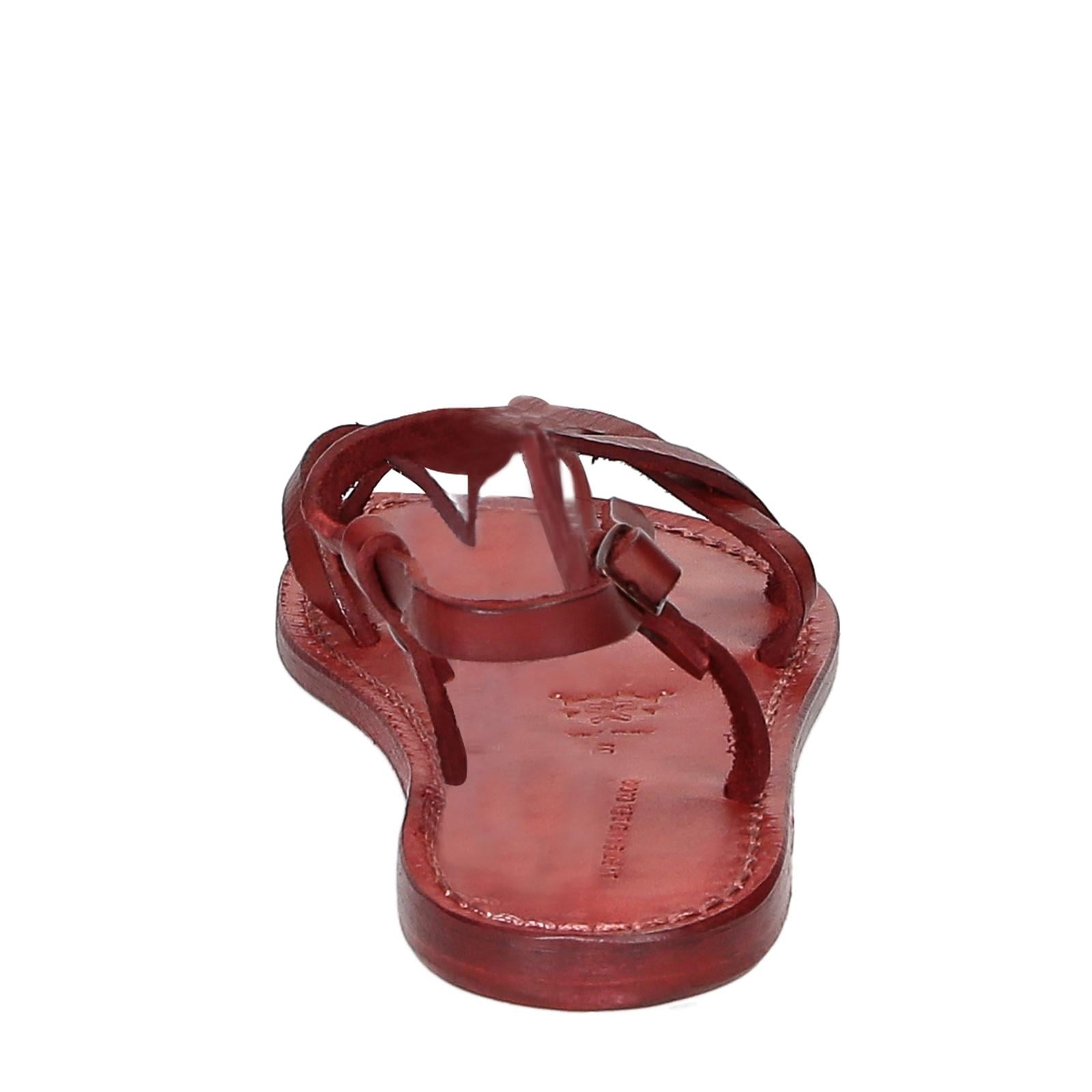 Sandali cuoio artigianali donna in pelle rosso
