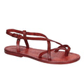 Sandali cuoio artigianali donna in pelle rosso