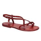 Sandali cuoio artigianali donna in pelle rosso