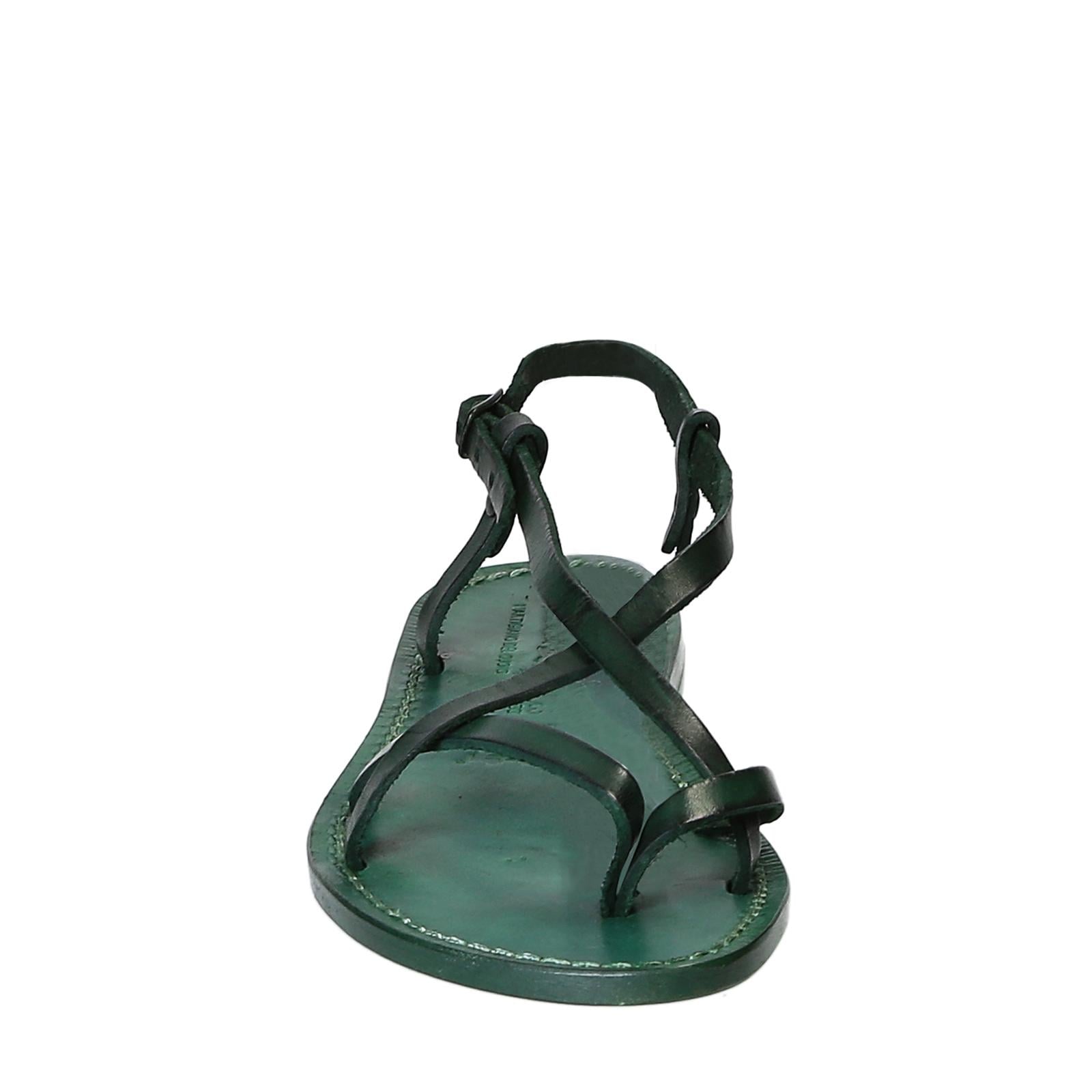 Sandali cuoio artigianali donna in pelle verde