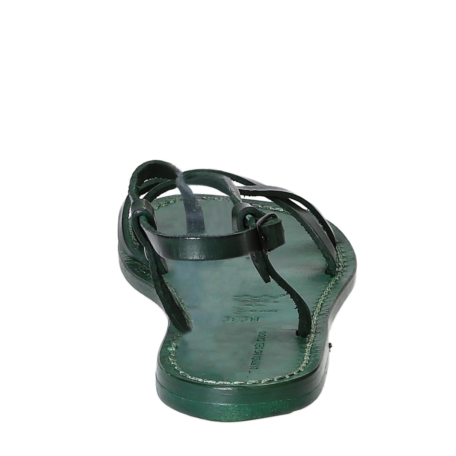 Sandali cuoio artigianali donna in pelle verde