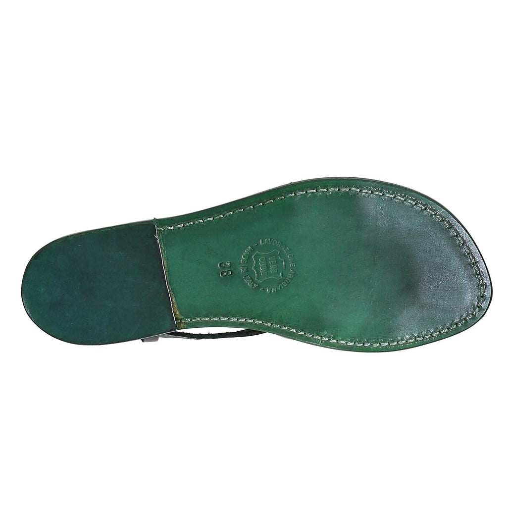 Sandali cuoio artigianali donna in pelle verde