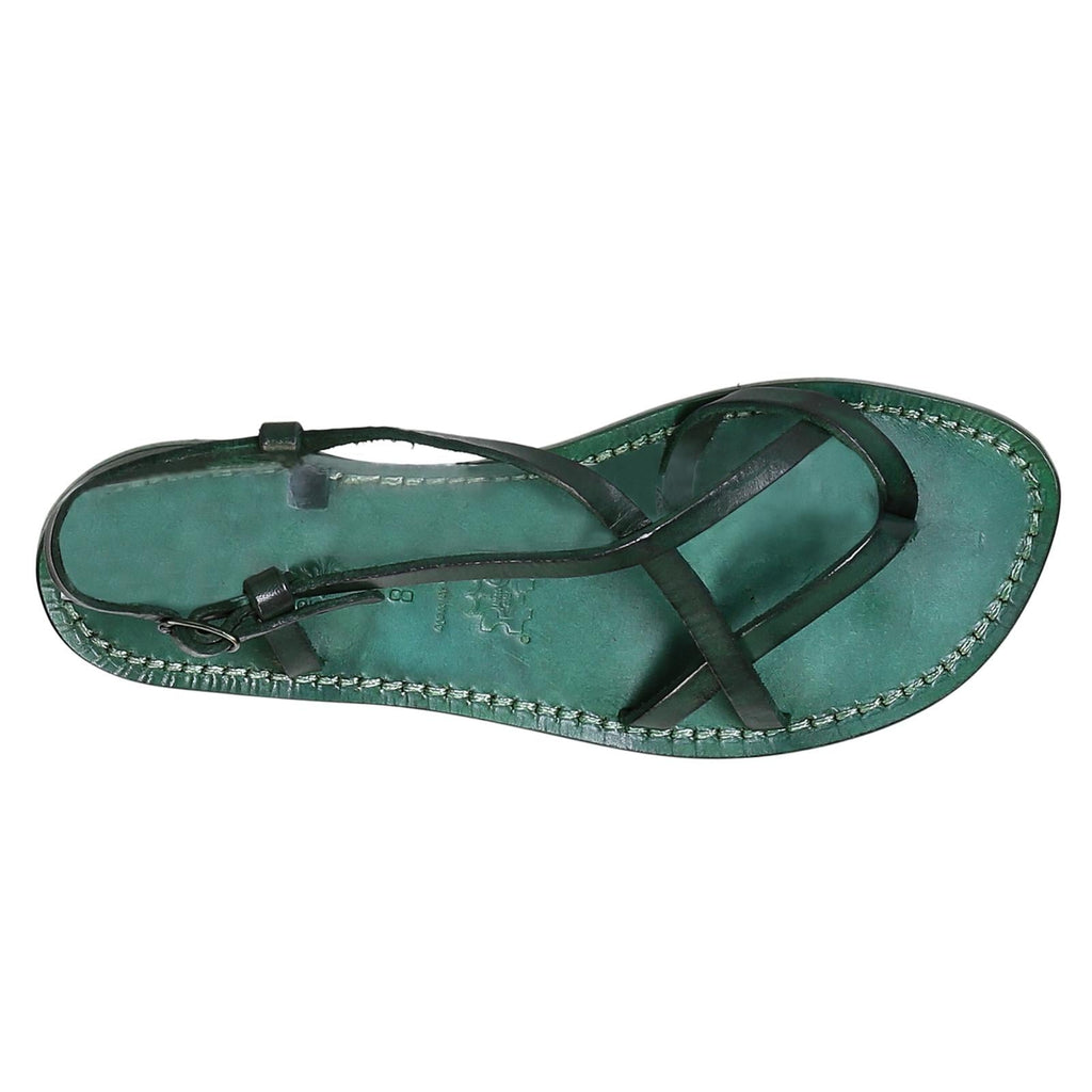 Sandali cuoio artigianali donna in pelle verde