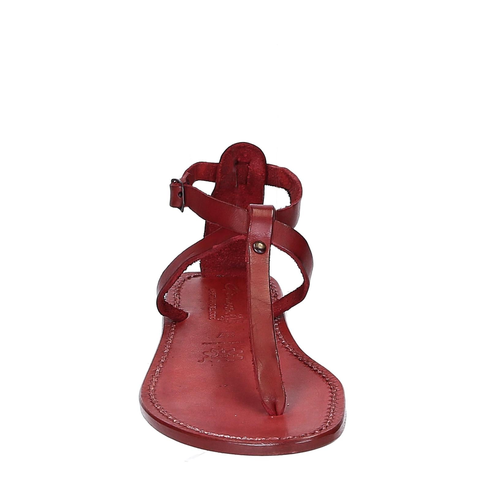 Sandali infradito donna fatti a mano in pelle rosso