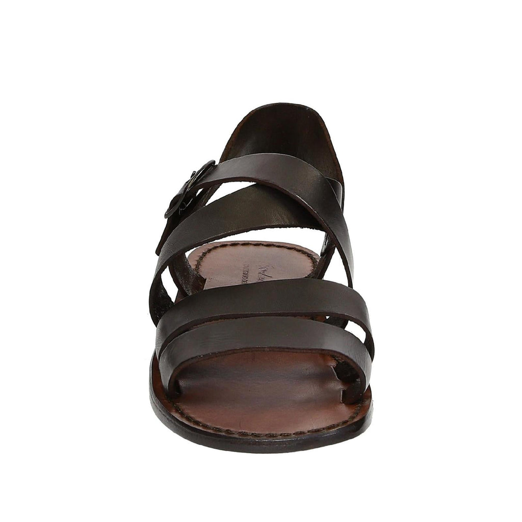 Hand gefertigte Herren-Sandalen aus dunkelbraunem Leder