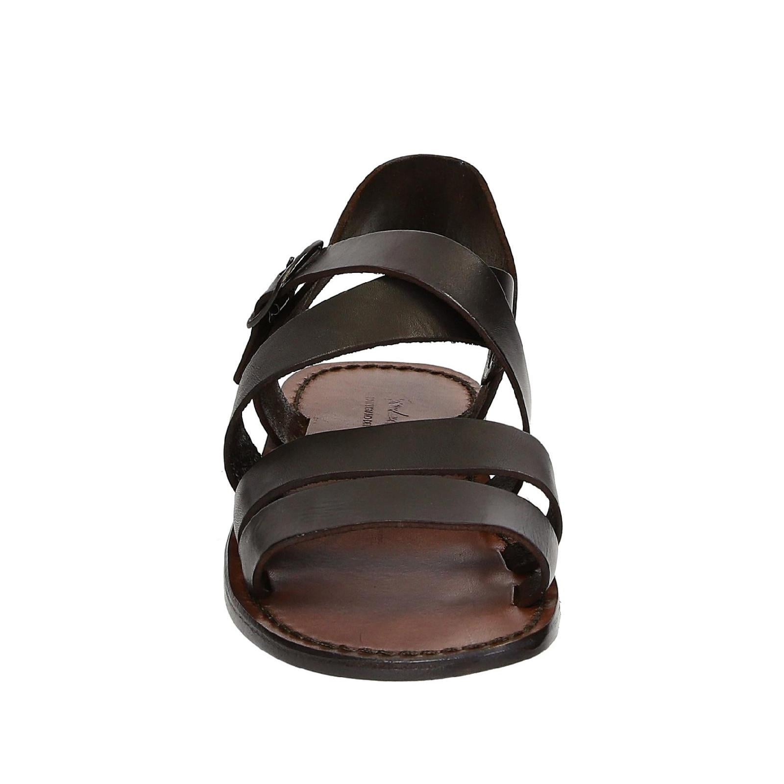 Handmade in Italy mens sandals in dark brown leather