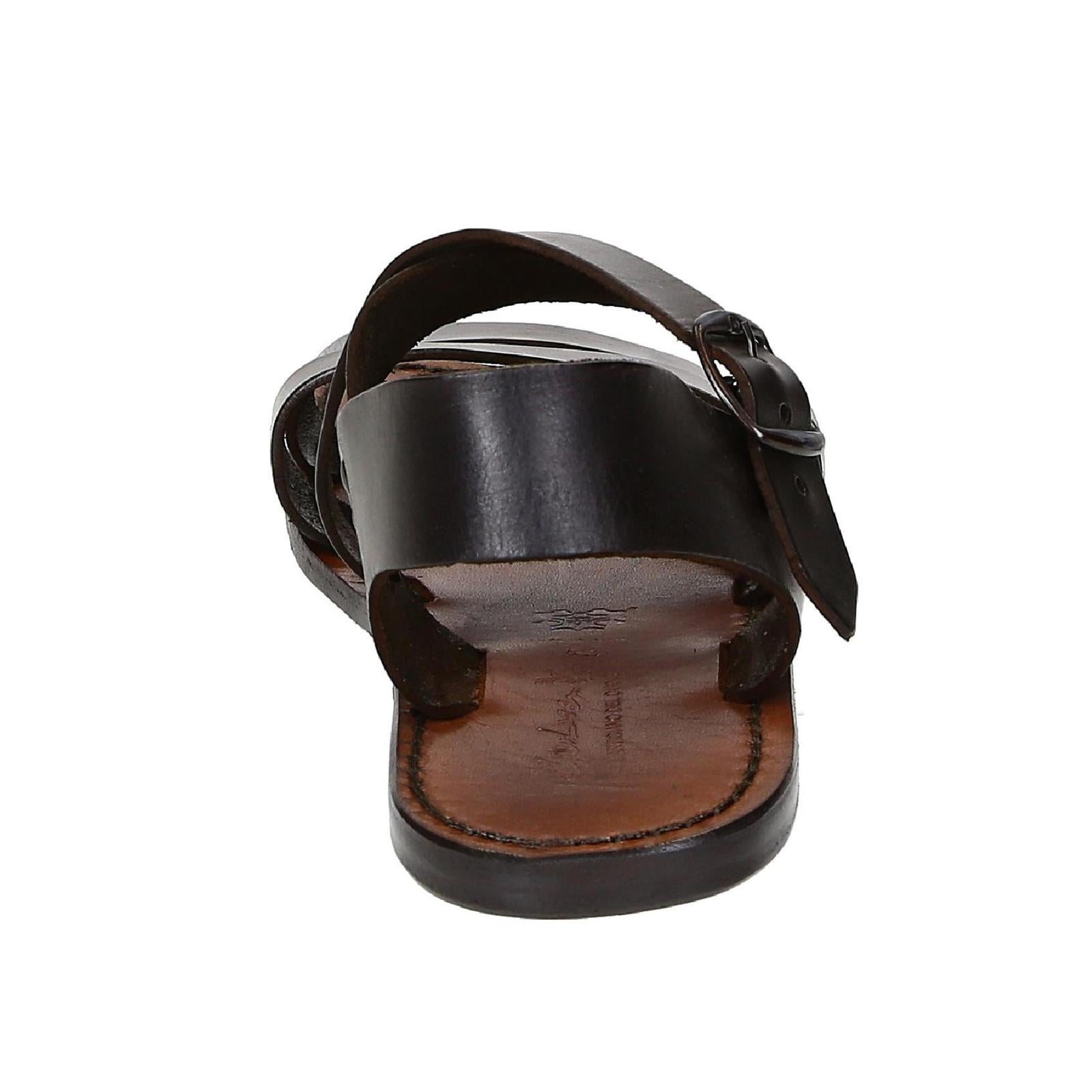 Handmade in Italy mens sandals in dark brown leather