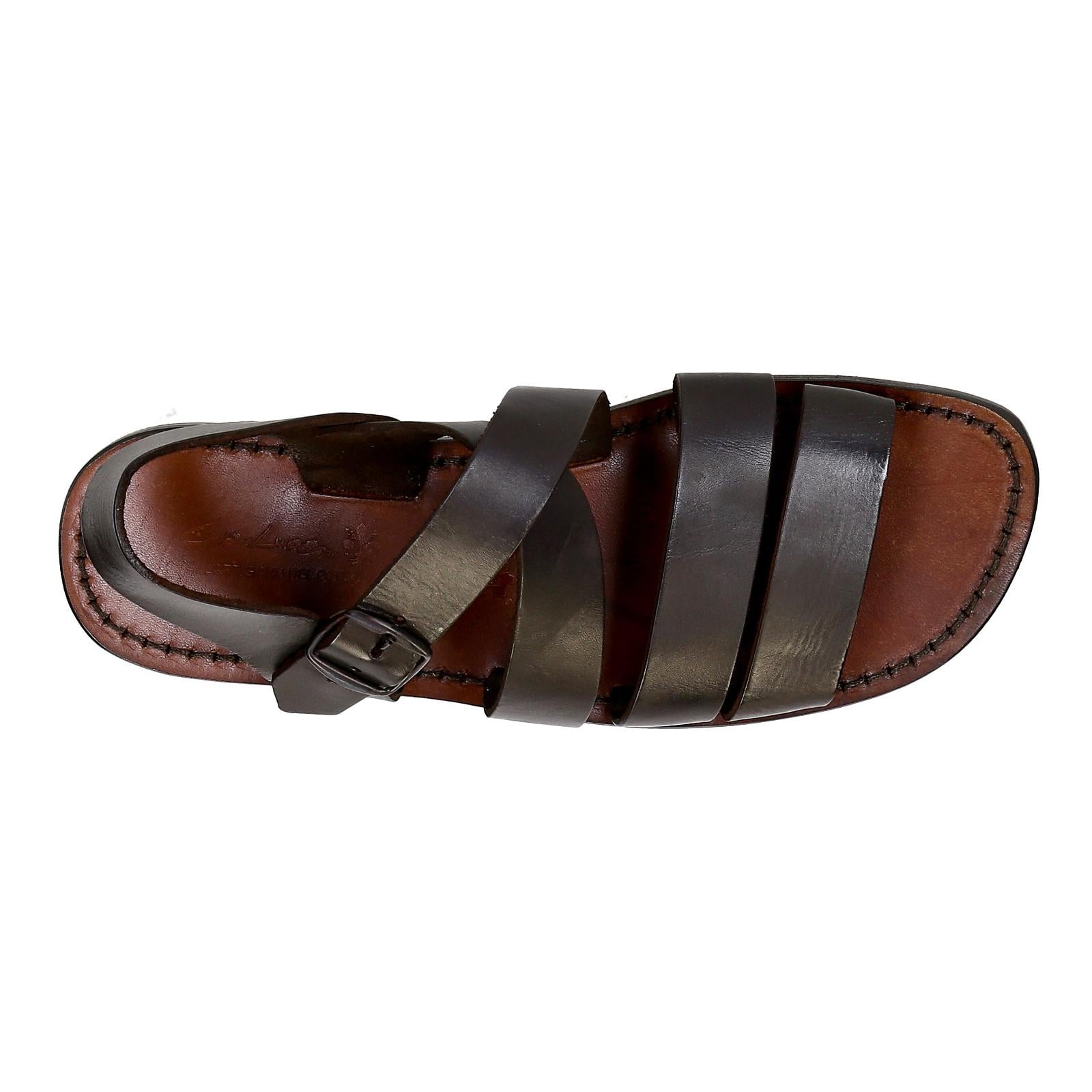 Hand gefertigte Herren-Sandalen aus dunkelbraunem Leder