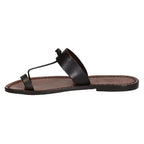 Manmade women thong in dark brown leather