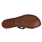 Manmade women thong in dark brown leather