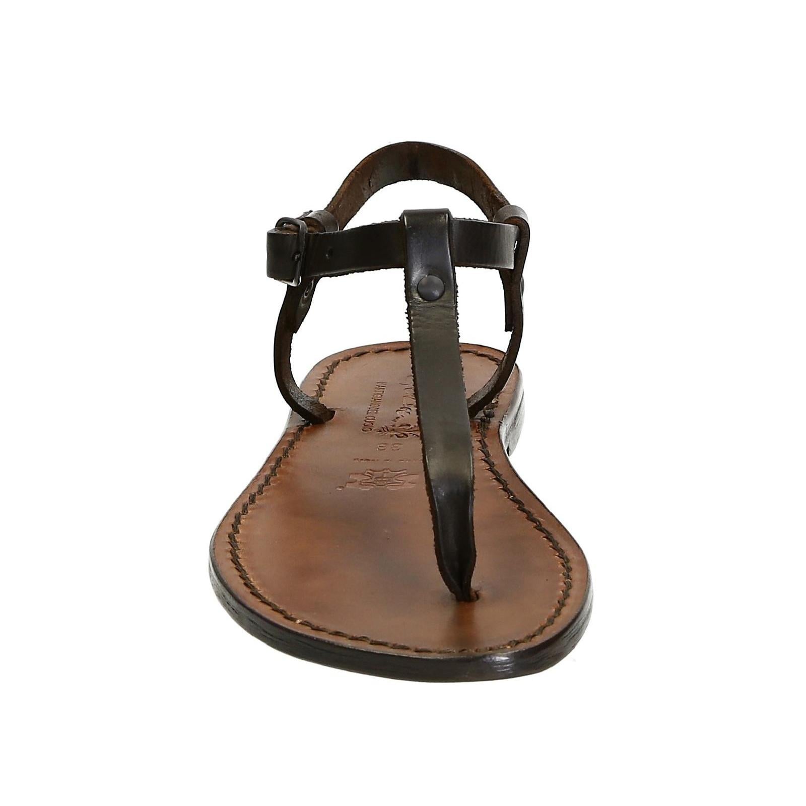 Thong sandals in Dark Brown Leather handmade in Italy