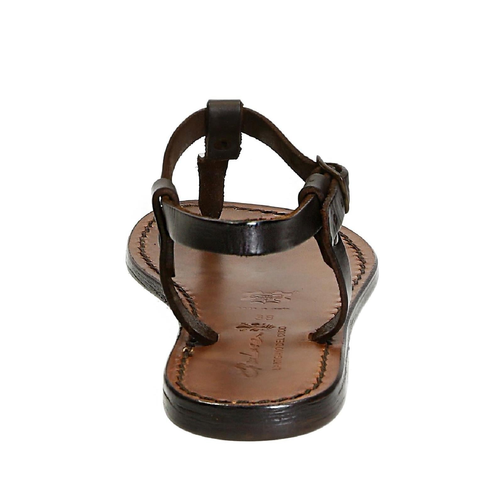 Thong sandals in Dark Brown Leather handmade in Italy